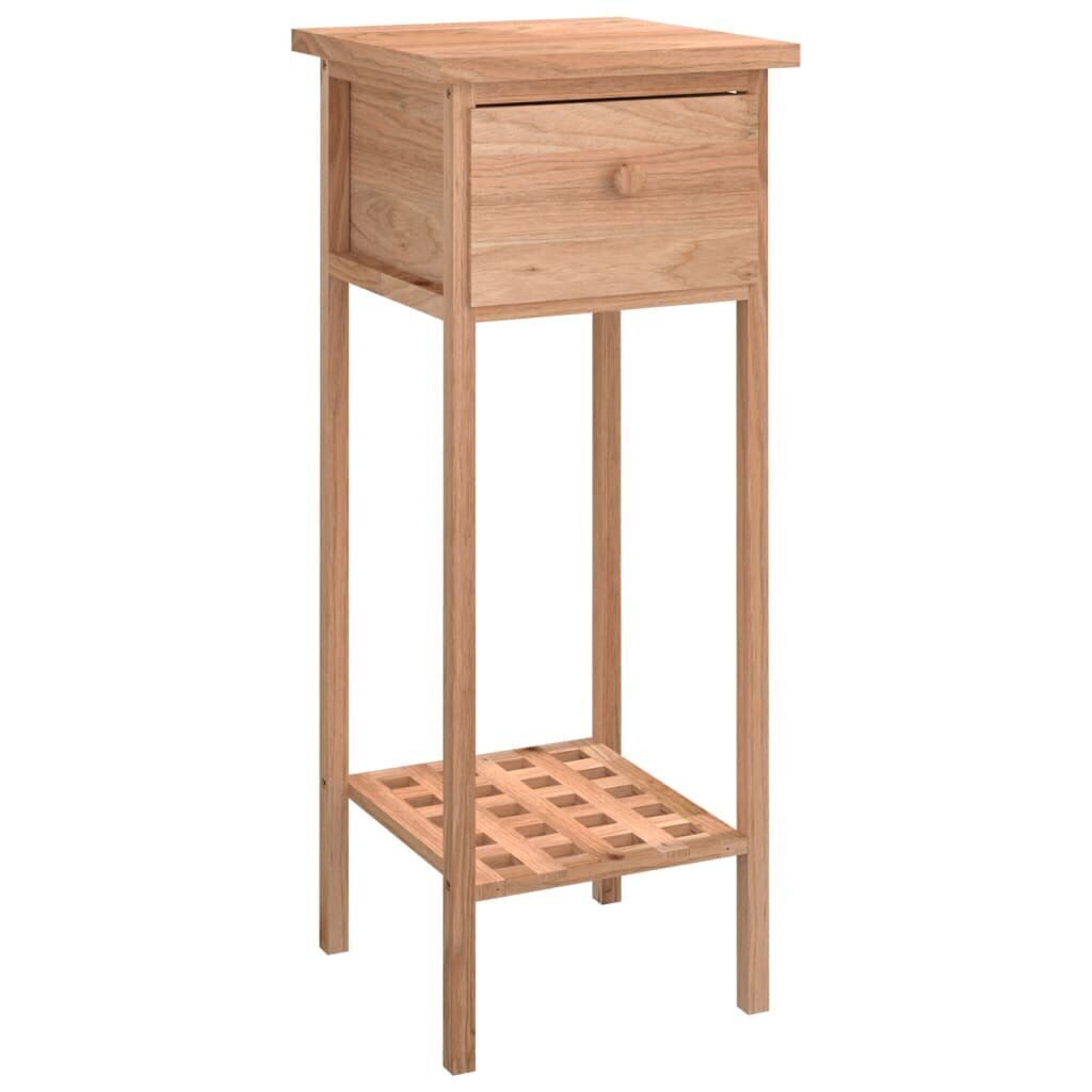 vidaXL Sivupöytä laatikolla 25x25x60 cm täysi pähkinäpuu hinta ja tiedot | Sohvapöydät | hobbyhall.fi