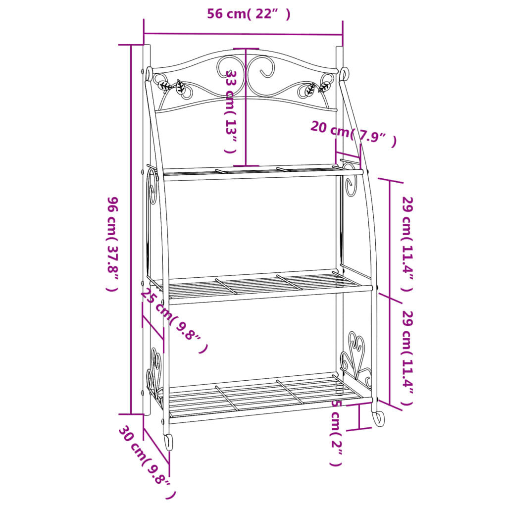 vidaXL Kukkateline musta 56x30x96 cm teräs hinta ja tiedot | Kukkatelineet ja kukkapöydät | hobbyhall.fi