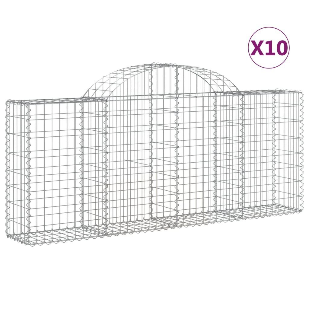 vidaXL Kaarevat kivikorit 10 kpl 200x30x80/100 cm galvanoitu rauta hinta ja tiedot | Aidat ja tarvikkeet | hobbyhall.fi