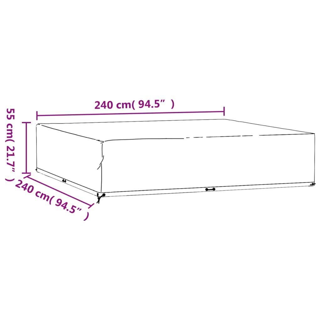 vidaXL Puutarhakalustesuoja 16 purjerengasta 240x240x55 cm neliö hinta ja tiedot | Istuintyynyt, pehmusteet ja päälliset | hobbyhall.fi