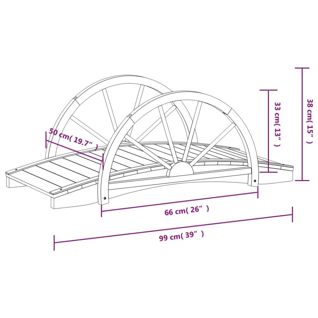 vidaXL Puutarhasilta puolipyörällä 99x50x38 cm täysi kuusi hinta ja tiedot | Puutarhakoristeet | hobbyhall.fi