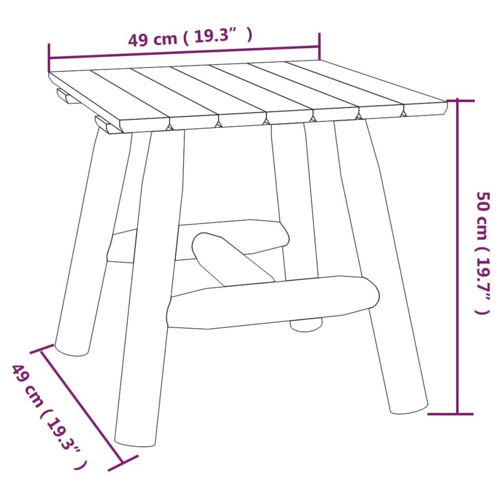 vidaXL Sivupöytä 49x49x50 cm täysi kuusi hinta ja tiedot | Puutarhapöydät | hobbyhall.fi