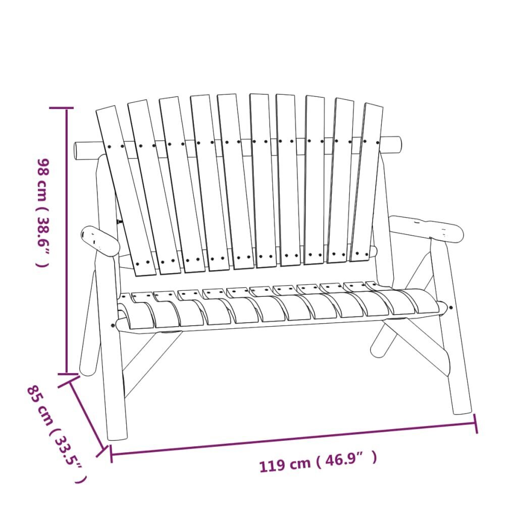 vidaXL 2-istuttava Puutarhapenkki 119x85x98 cm täysi kuusi hinta ja tiedot | Puutarhapenkit | hobbyhall.fi