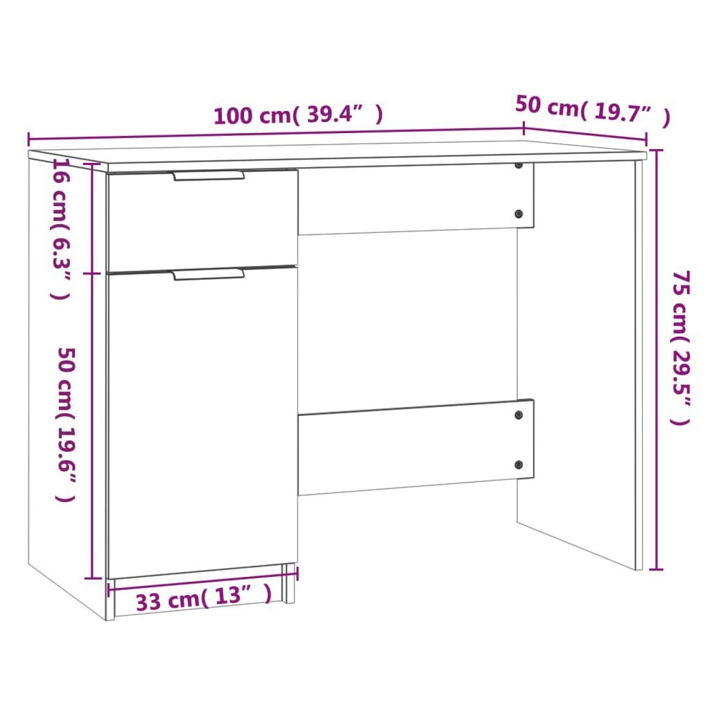 vidaXL Työpöytä musta 100x50x75 cm tekninen puu hinta ja tiedot | Tietokonepöydät ja työpöydät | hobbyhall.fi