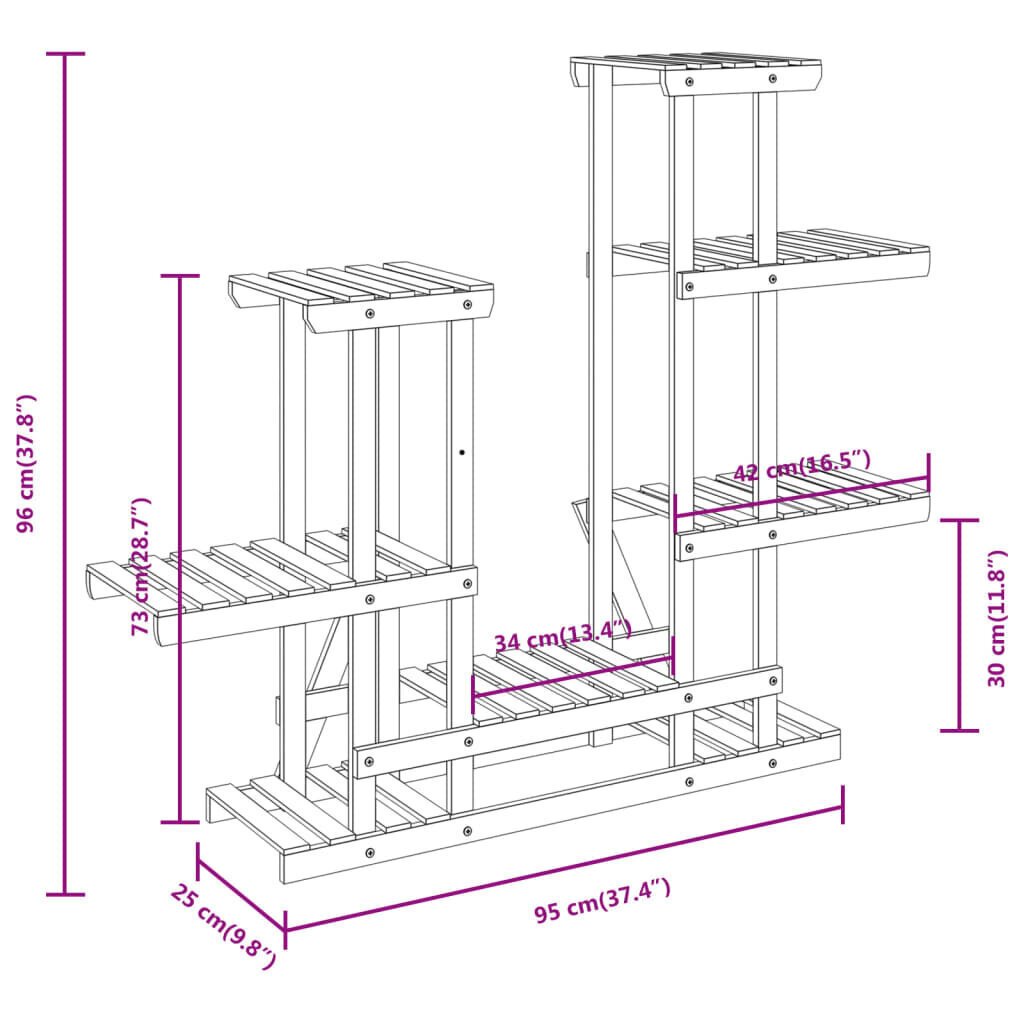 vidaXL Kukkateline 95x25x96 cm täysi kuusi hinta ja tiedot | Kukkatelineet ja kukkapöydät | hobbyhall.fi