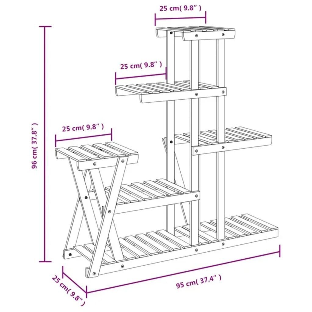 vidaXL Kukkateline 95x25x96 cm täysi kuusi hinta ja tiedot | Kukkatelineet ja kukkapöydät | hobbyhall.fi