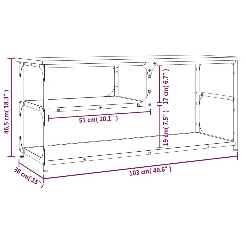 vidaXL TV-taso savutammi 103x38x46,5 cm tekninen puu ja teräs hinta ja tiedot | TV-tasot | hobbyhall.fi