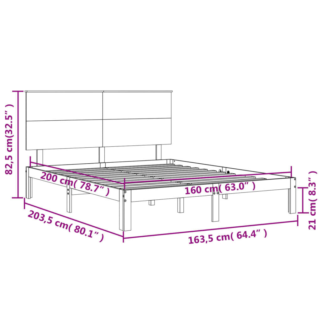 vidaXL Sängynrunko päädyllä valkoinen 160x200 cm täysi mänty hinta ja tiedot | Sängyt | hobbyhall.fi