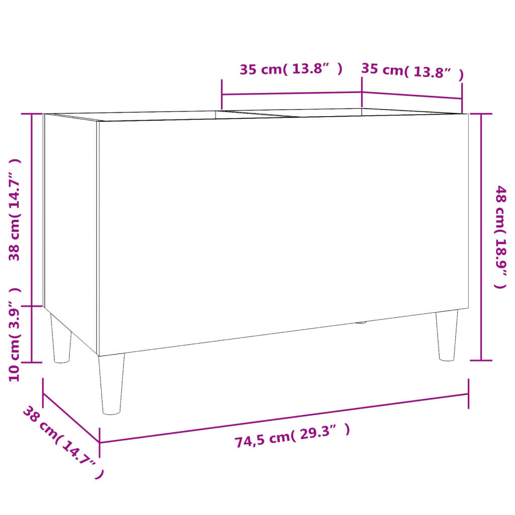 vidaXL LP-levyjen säilytyskaappi ruskea tammi 74,5x38x48 cm puu hinta ja tiedot | Olohuoneen kaapit ja lipastot | hobbyhall.fi