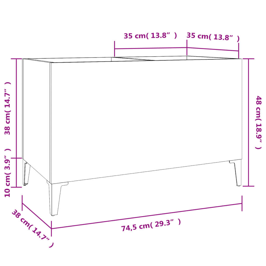 vidaXL LP-levyjen säilytyskaappi savutammi 74,5x38x48 cm tekninen puu hinta ja tiedot | Kaapit | hobbyhall.fi