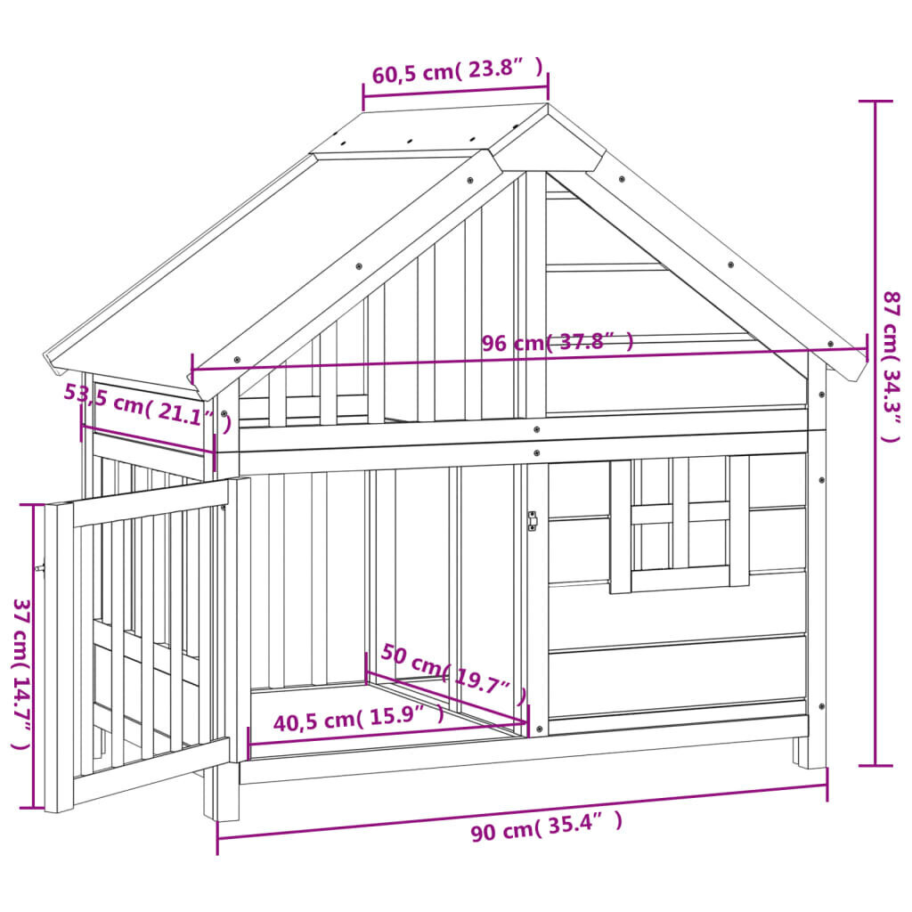 vidaXL Koiratarha ruskea 96x60,5x87 cm täysi mänty hinta ja tiedot | Pedit ja pesät | hobbyhall.fi