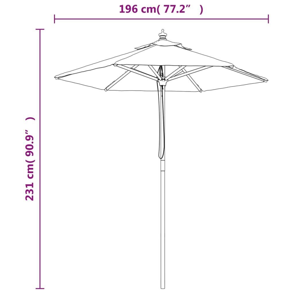 vidaXL Puutarhan aurinkovarjo puutolppa musta 196x231 cm hinta ja tiedot | Aurinkovarjot ja markiisit | hobbyhall.fi