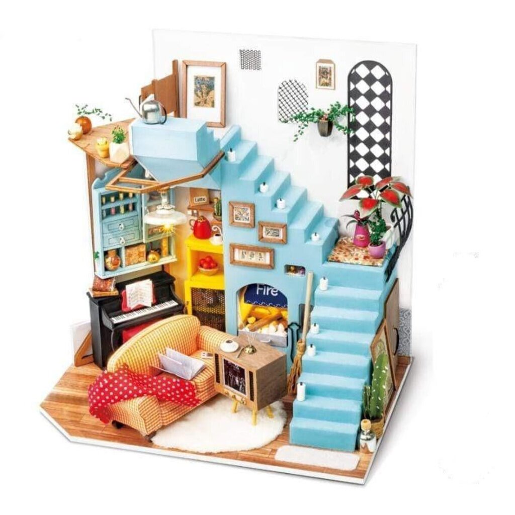 Rolife Joy's Peninsula Living Room DG141 DIY Miniature Dollhouse 1:18 hinta ja tiedot | LEGOT ja rakennuslelut | hobbyhall.fi