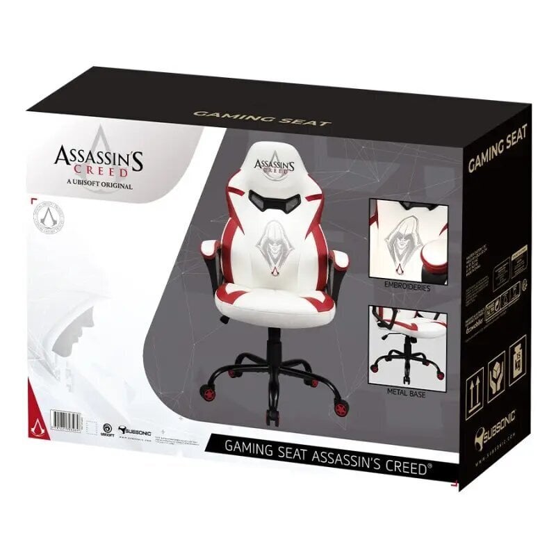 Pelituoli Subsonic Junior Assassins Creed, valkoinen/punainen hinta ja tiedot | Toimistotuolit | hobbyhall.fi