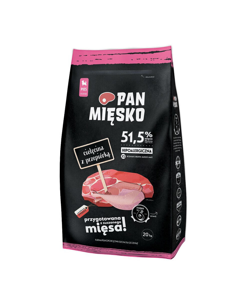 Pan Mięsko erittäin pienikokoisille koirille vasikan- ja siipikarjanlihan kanssa, 20 kg. hinta ja tiedot | Koiran kuivaruoka | hobbyhall.fi