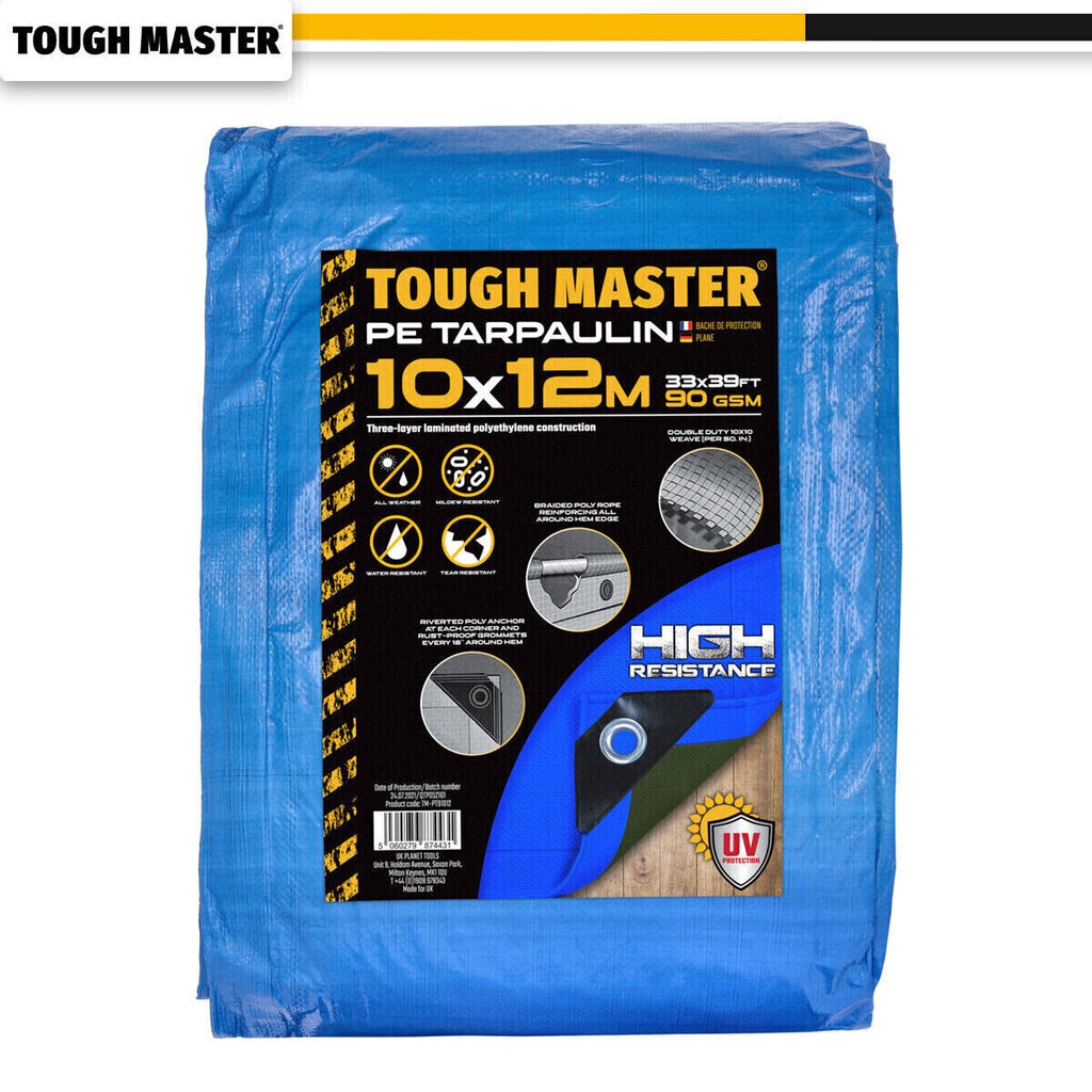 Vahvistettu kuormapeite, Suojapeite 10x12m, Tough Master® TM-PT91012 hinta ja tiedot | Puutarhatyökalut | hobbyhall.fi