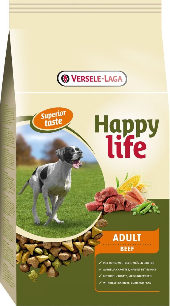 Versele-Laga Happy Life kaikki rodut naudanliha, 15 kg hinta ja tiedot | Koiran kuivaruoka | hobbyhall.fi