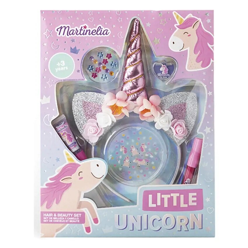 Martinelia kosmetiikkasetti Little Unicorn lapsille: huulikiilto, 3 kpl + hiustarvike + tarrat hinta ja tiedot | Lasten ja äitiysajan kosmetiikka | hobbyhall.fi