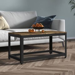 vidaXL Sohvapöytä tummanruskea ja musta 90x45x45 cm MDF ja rauta hinta ja tiedot | Sohvapöydät | hobbyhall.fi
