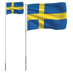 vidaXL Ruotsin lippu ja lipputanko 5,55 m alumiini hinta ja tiedot | Liput | hobbyhall.fi