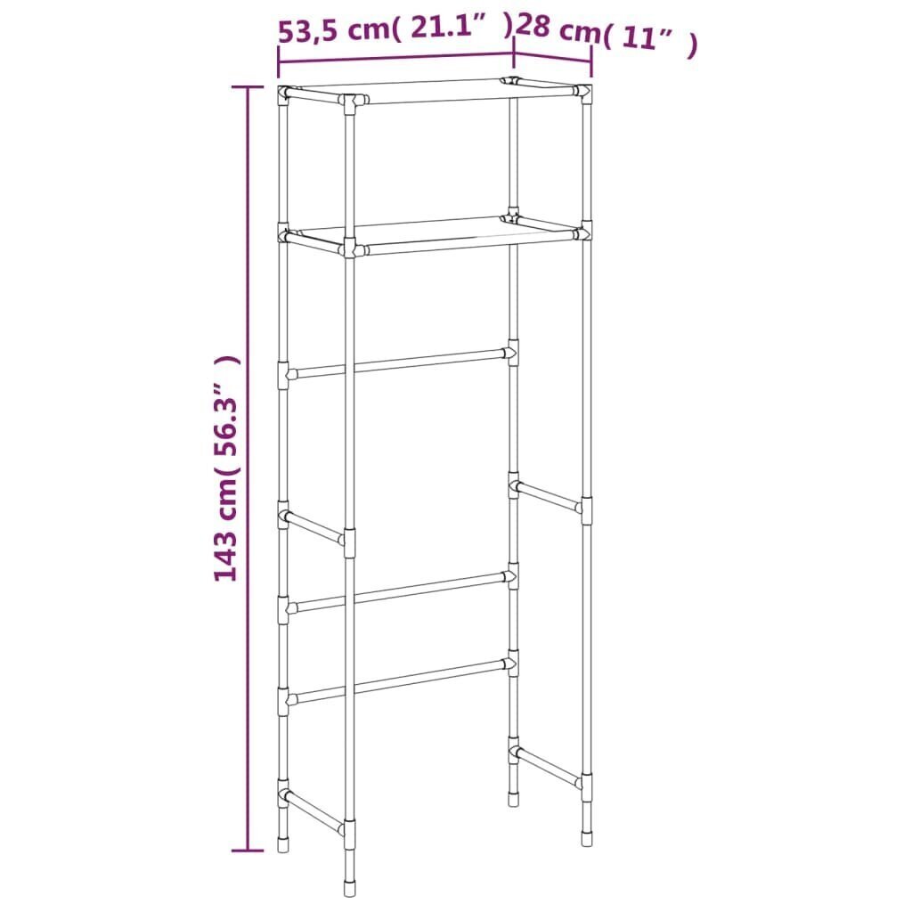 vidaXL 2-tasoinen Hyllykkö WC-pytyn ylle musta 53,5x28x143 cm rauta hinta ja tiedot | Kylpyhuoneen sisustus | hobbyhall.fi