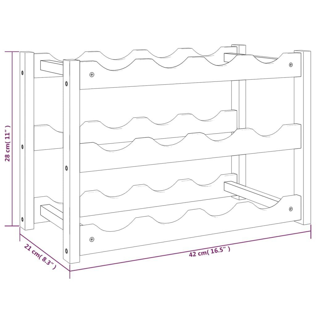 vidaXL Viinipulloteline 12 pullolle täysi pähkinäpuu hinta ja tiedot | Hyllyt | hobbyhall.fi