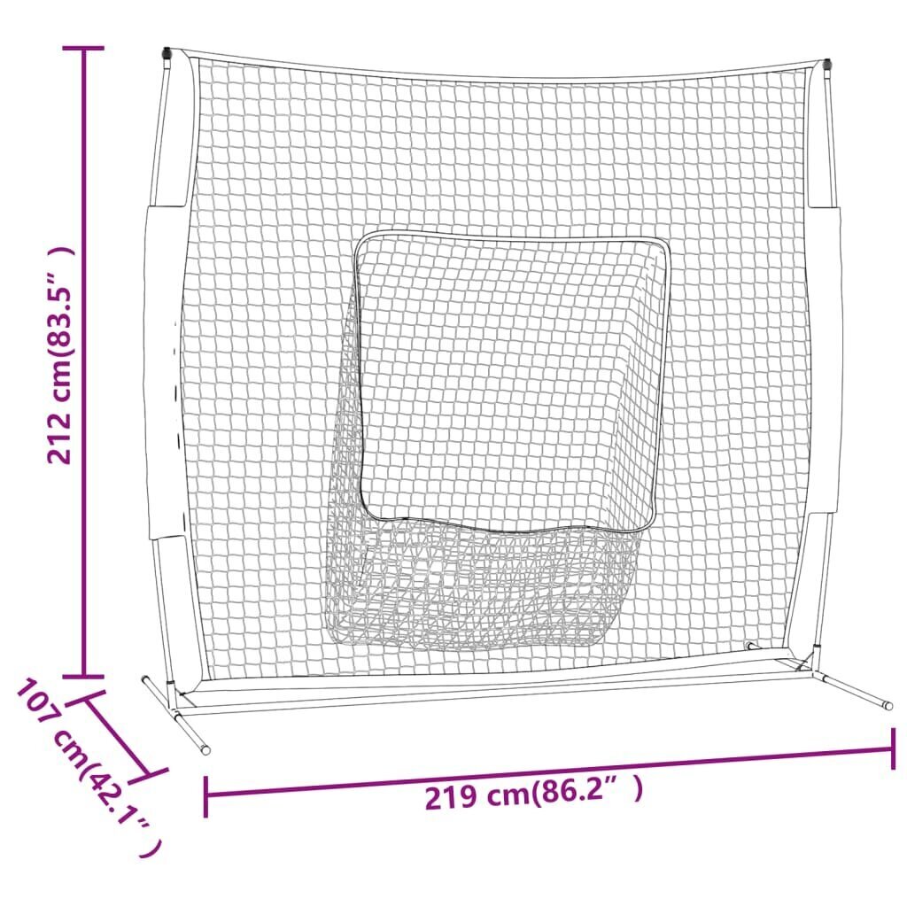 vidaXL Kannettava pesäpalloverkko punamusta 219x107x212 cm teräs/PES hinta ja tiedot | Baseball | hobbyhall.fi