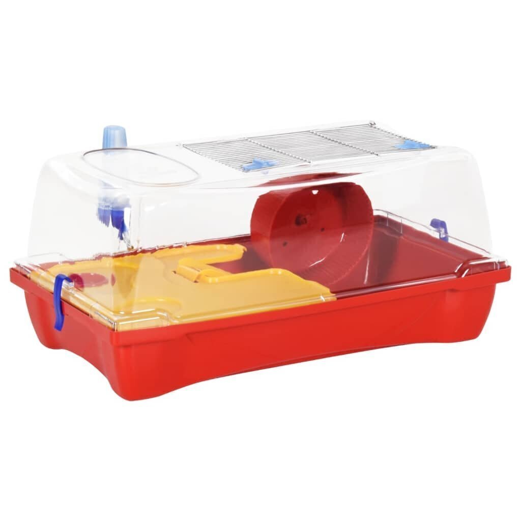 vidaXL Hamsterin häkki punainen 57x33x26 cm polypropeeni hinta ja tiedot | Pieneläinten häkit ja tarvikkeet | hobbyhall.fi