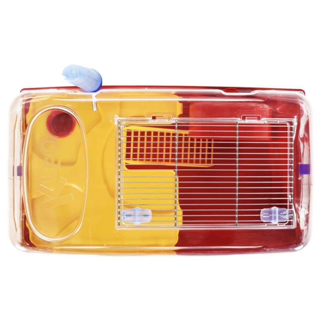 vidaXL Hamsterin häkki punainen 57x33x26 cm polypropeeni hinta ja tiedot | Pieneläinten häkit ja tarvikkeet | hobbyhall.fi