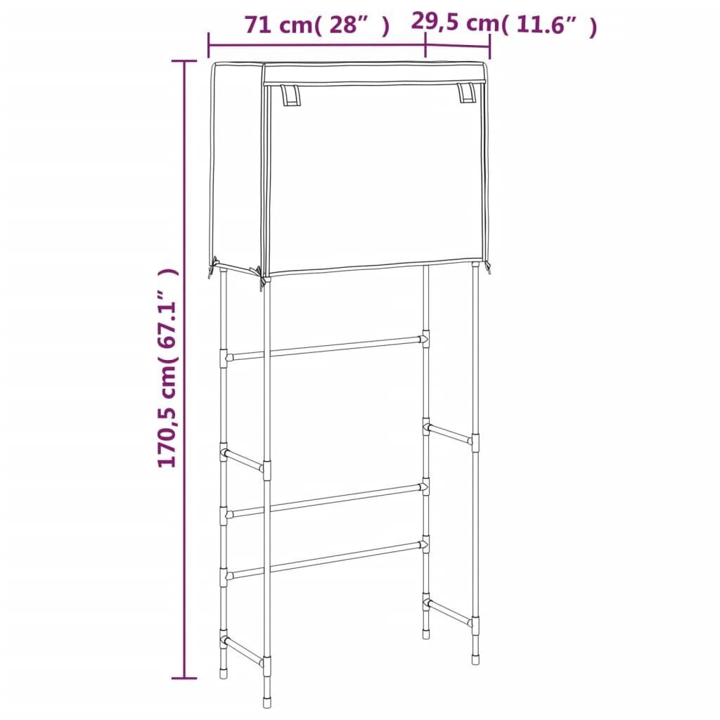 vidaXL Säilytyshylly pesukoneen ylle 2 tasoa ruskea 71x29,5x170,5 cm hinta ja tiedot | Kylpyhuoneen sisustus | hobbyhall.fi