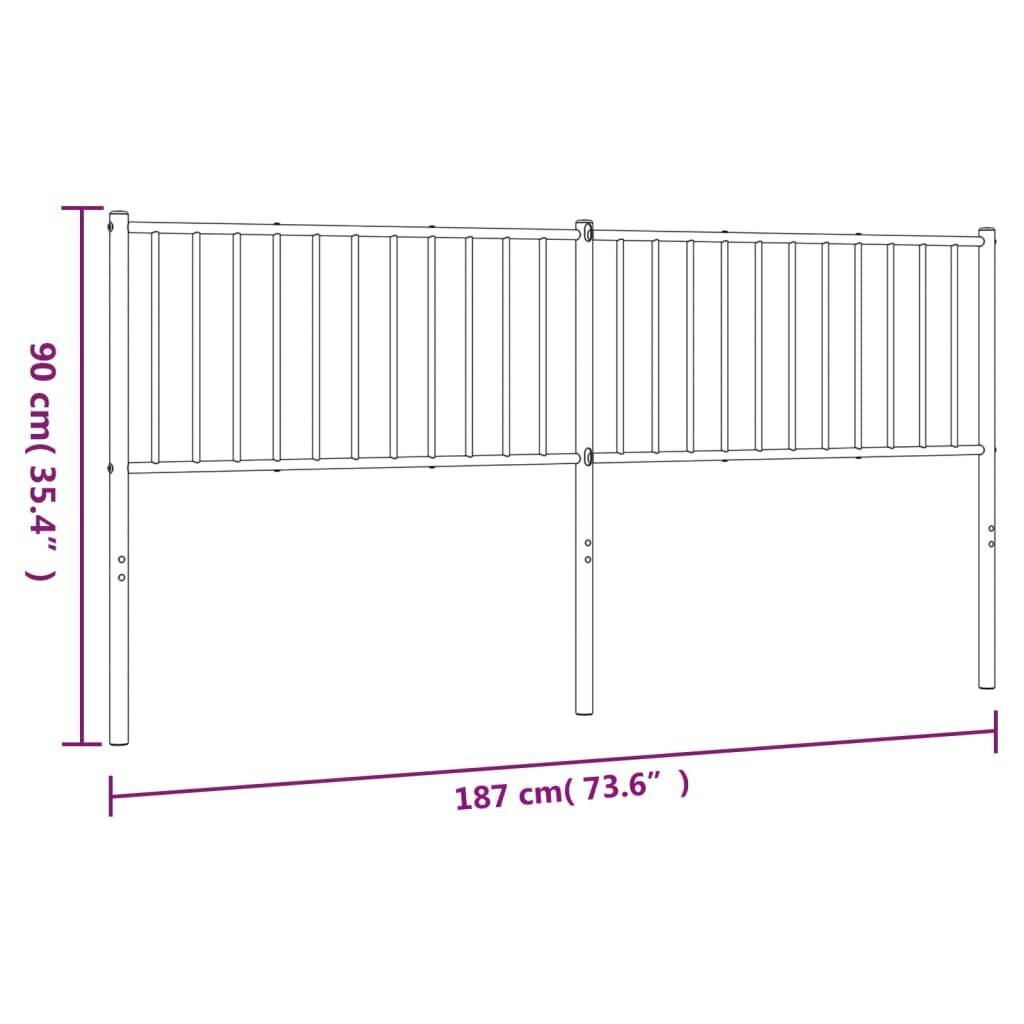 vidaXL Metallinen sängynpääty valkoinen 180 cm hinta ja tiedot | Sängyt | hobbyhall.fi