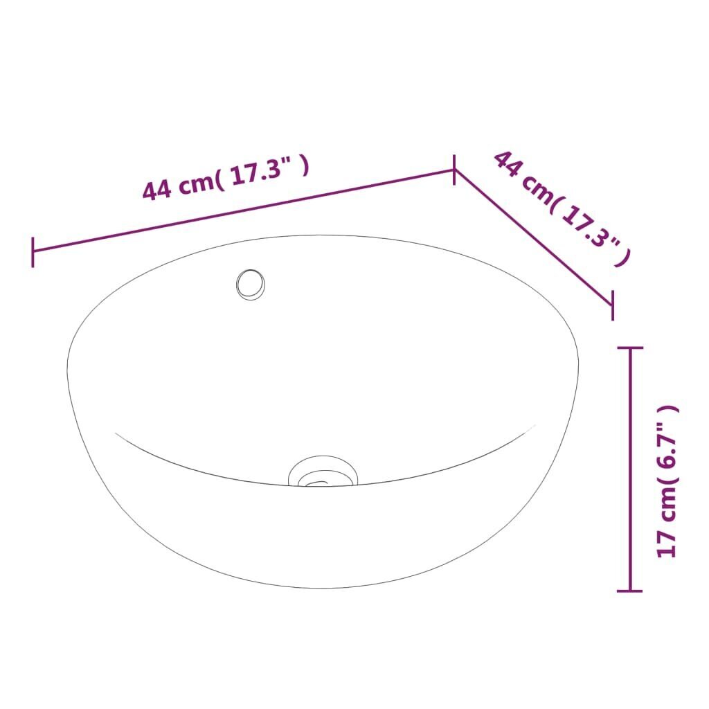 vidaXL Pesuallas valkoinen 44x17 cm keraaminen pyöreä hinta ja tiedot | Pesualtaat | hobbyhall.fi