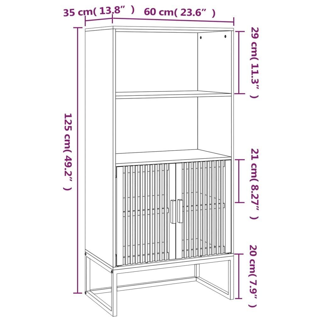 vidaXL Kaappi musta 60x35x125 cm tekninen puu hinta ja tiedot | Olohuoneen kaapit ja lipastot | hobbyhall.fi