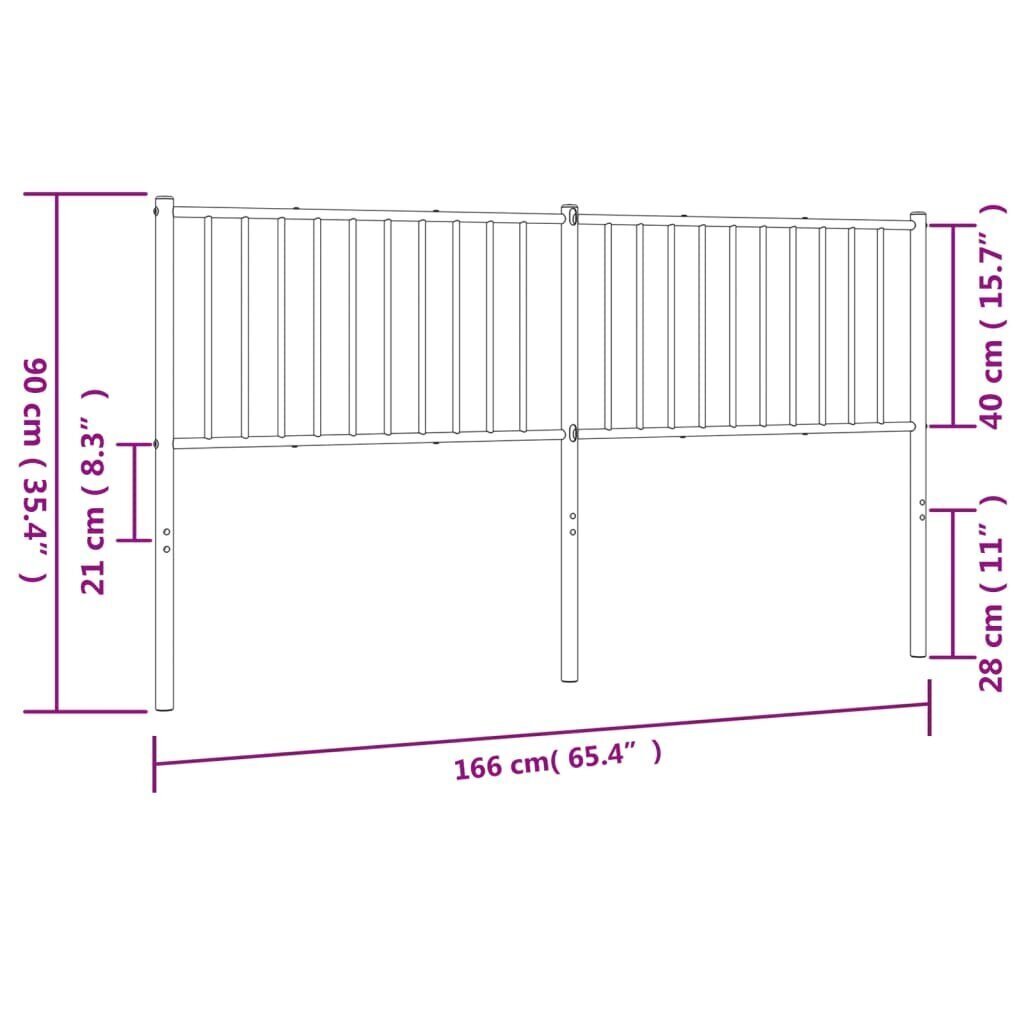 vidaXL Metallinen sängynpääty musta 160 cm hinta ja tiedot | Sängyt | hobbyhall.fi