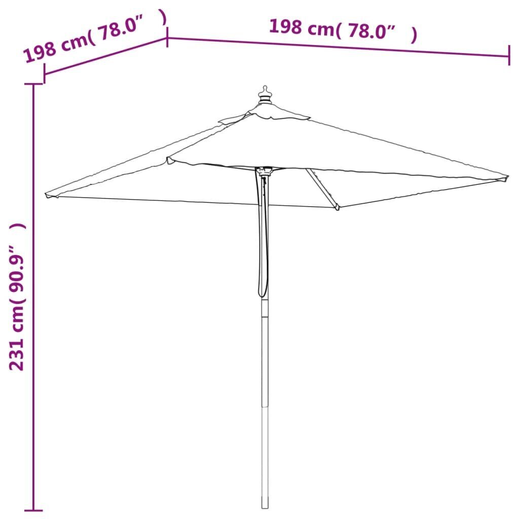 vidaXL Puutarhan aurinkovarjo puutolppa antrasiitti 198x198x231 cm hinta ja tiedot | Aurinkovarjot ja markiisit | hobbyhall.fi