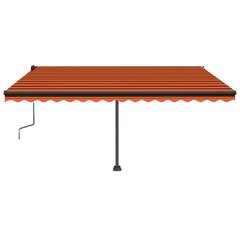 vidaXL Sisäänkelattava markiisi LEDillä 450x350 cm oranssi ja ruskea hinta ja tiedot | Aurinkovarjot ja markiisit | hobbyhall.fi