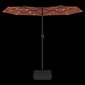 vidaXL Kaksipäinen aurinkovarjo LED-valot terrakotta 316x240 cm hinta ja tiedot | Aurinkovarjot ja markiisit | hobbyhall.fi
