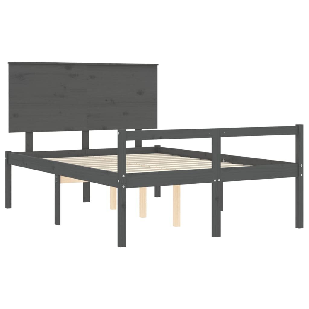 vidaXL Ikäihmisten sänky päädyllä harmaa 120x200 cm täysi puu hinta ja tiedot | Sängyt | hobbyhall.fi