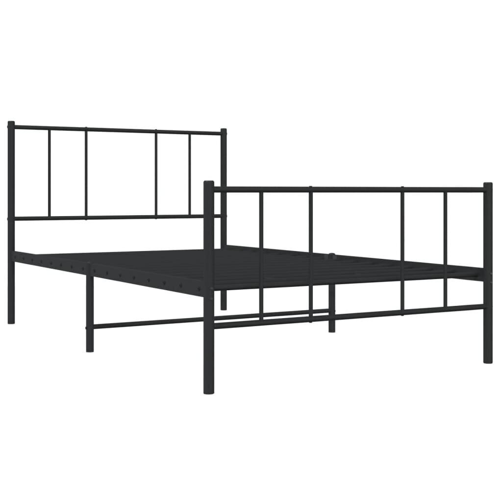 vidaXL Metallinen sängynrunko päädyillä musta 107x203 cm hinta ja tiedot | Sängyt | hobbyhall.fi