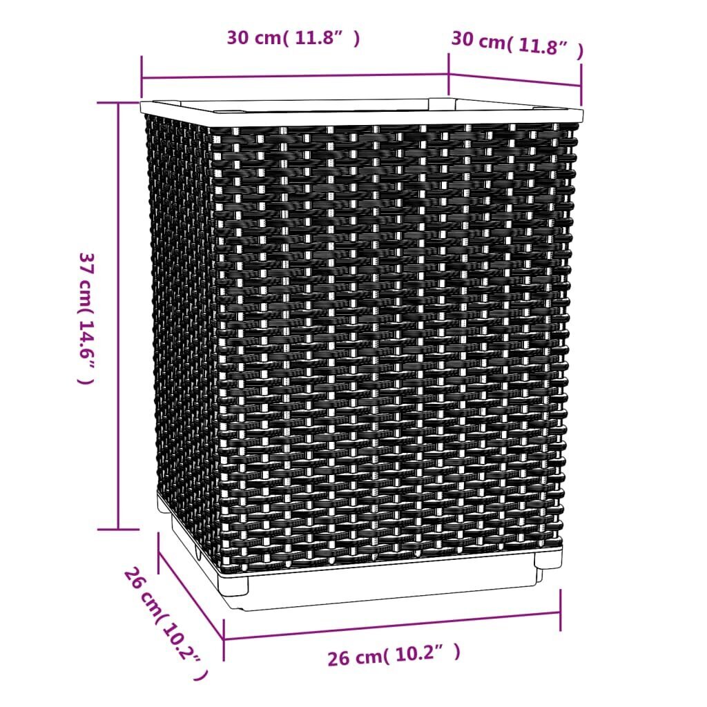 vidaXL Kukkalaatikot 4 kpl ruskea 30x30x37 cm polypropeeni hinta ja tiedot | Kukkaruukut | hobbyhall.fi