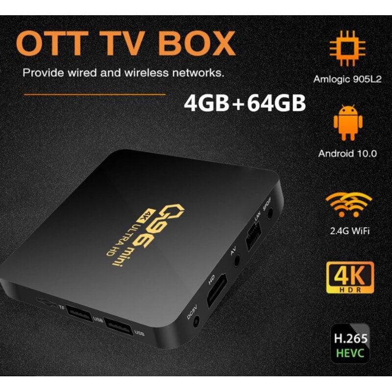 Multimediasoitin Q96 Mini Plus, WIFI, 5G, Android 11.1, 64Bit 4Gb + 32Gb, Smart TV, TV box hinta ja tiedot | Valvontakamerat | hobbyhall.fi