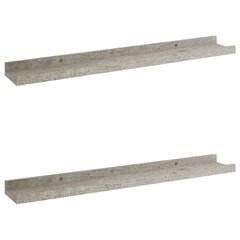 vidaXL Seinähyllyt 2 kpl betoninharmaa 60x9x3 cm hinta ja tiedot | Hyllyt | hobbyhall.fi