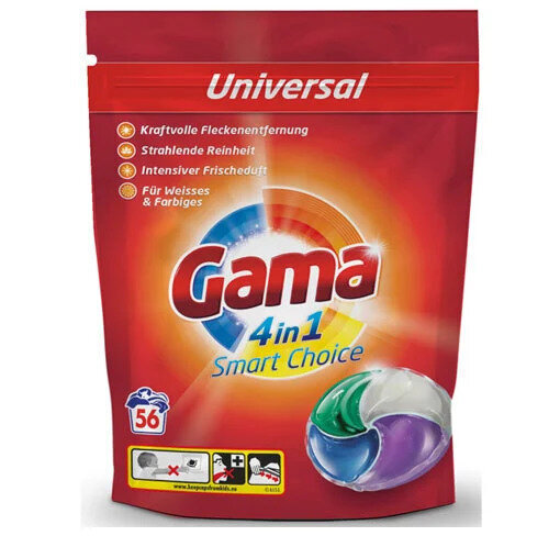 Gama 4in1 pesukapselit 56 kpl hinta ja tiedot | Pyykinpesuaineet | hobbyhall.fi