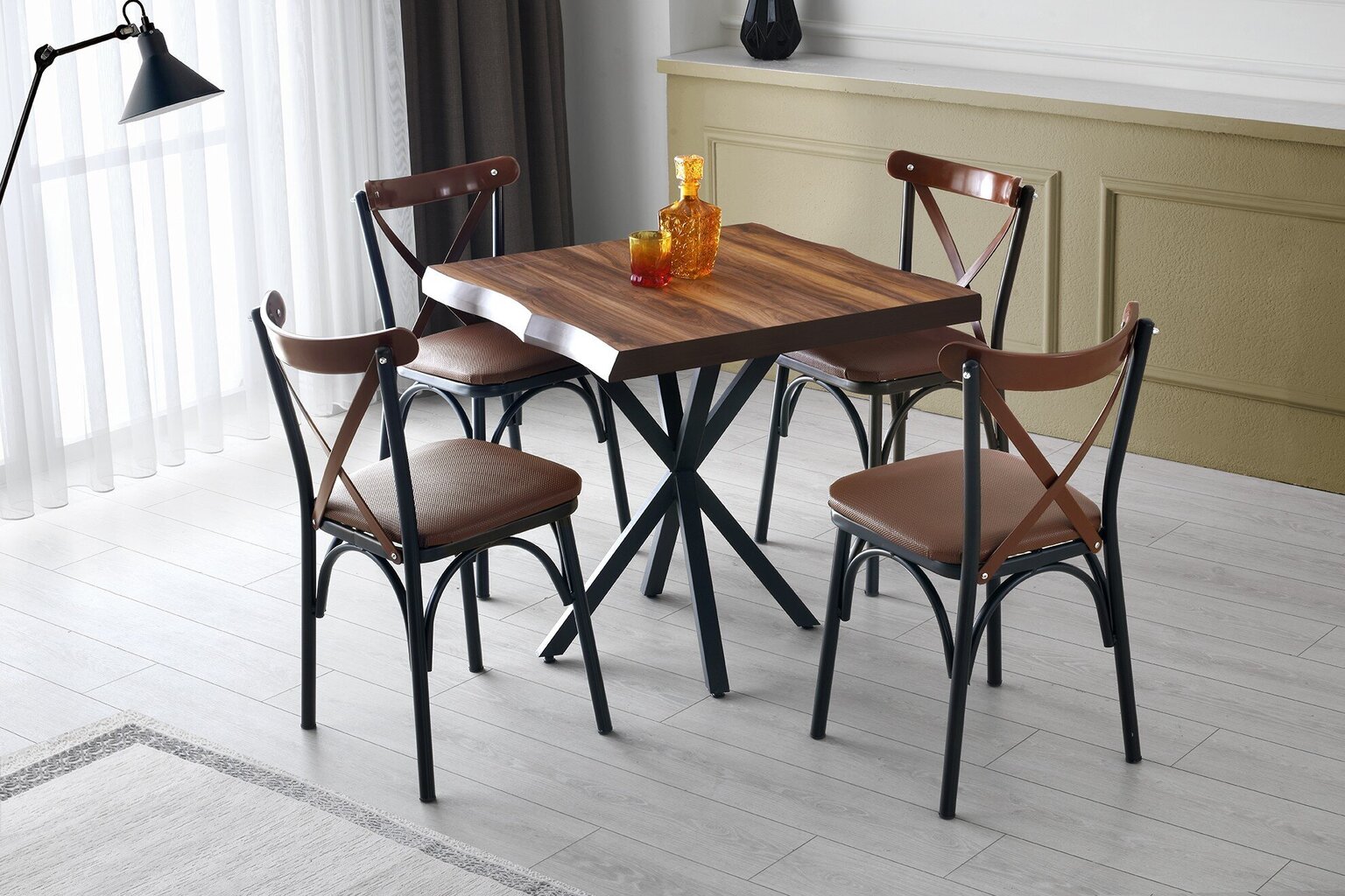 Pöytä Kalune Design Safir-1462, ruskea/musta hinta ja tiedot | Ruokapöydät | hobbyhall.fi