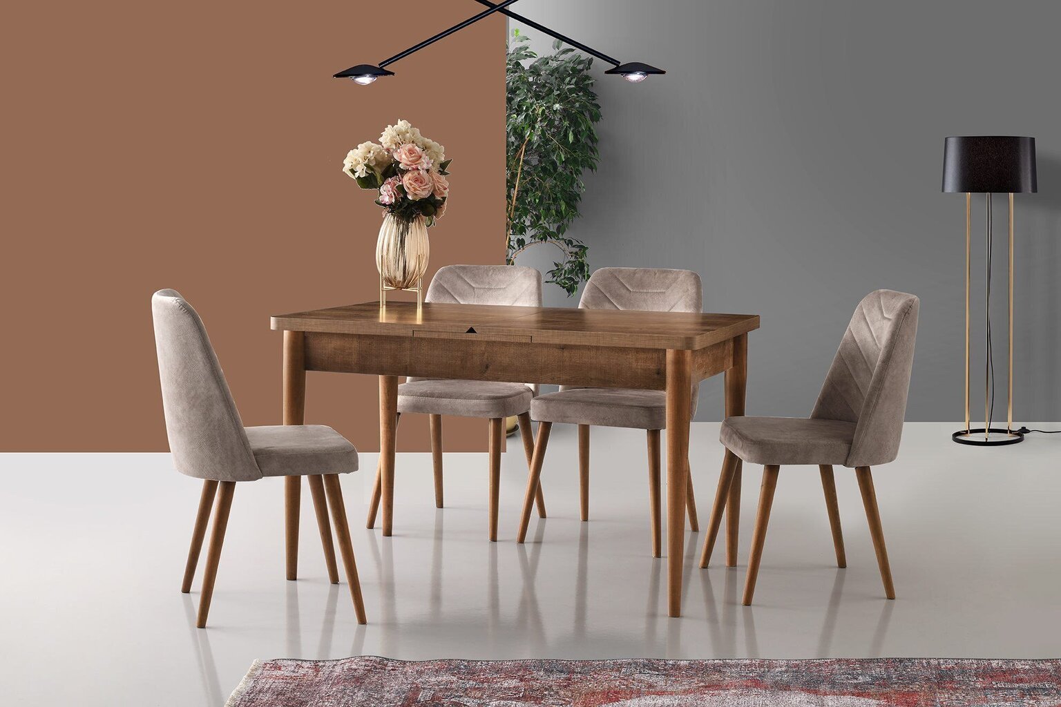 Tuolisetti Kalune Design Dallas - 555, 2 kpl, beige/ruskea hinta ja tiedot | Ruokapöydän tuolit | hobbyhall.fi