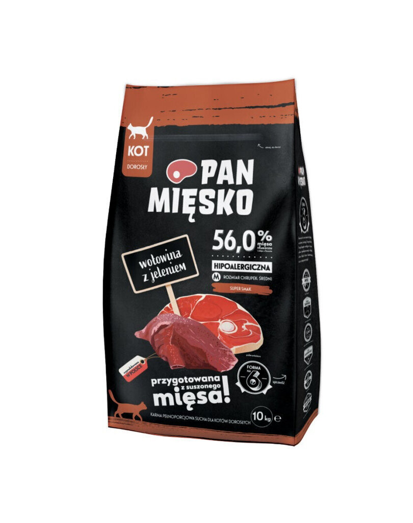 Pan Mięsko kuivaruoka kissoille naudanlihaa ja riistaa, 10 kg hinta ja tiedot | Kissan kuivaruoka | hobbyhall.fi