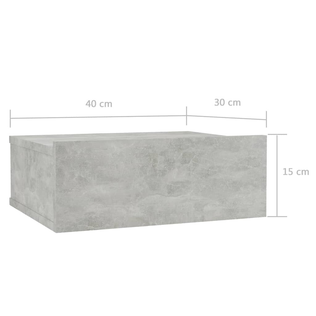 vidaXL Kelluva yöpöytä betoninharmaa 40x30x15 cm lastulevy hinta ja tiedot | Yöpöydät | hobbyhall.fi