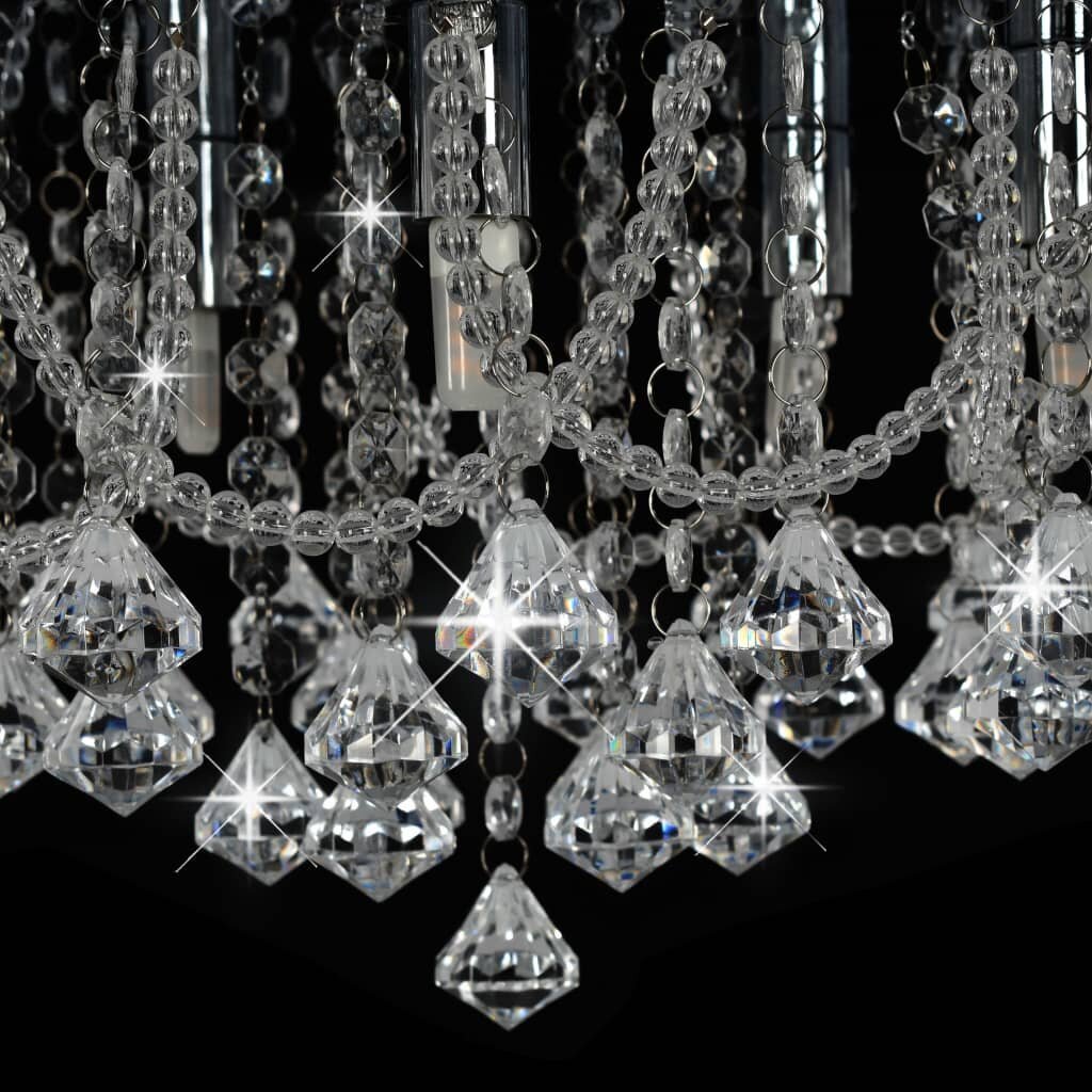 vidaXL Kattovalaisin kristallihelmillä hopea pyöreä 4 x G9 polttimoa hinta ja tiedot | Kattovalaisimet | hobbyhall.fi