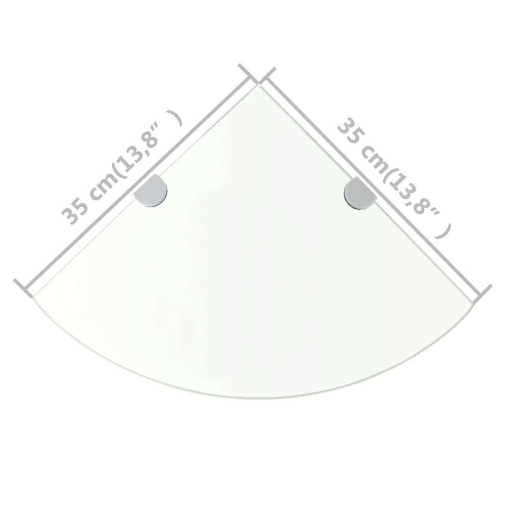 vidaXL Kulmahyllyt 2 kpl kromisilla kiinnikkeillä kirkas lasi 35x35 cm hinta ja tiedot | Hyllyt | hobbyhall.fi