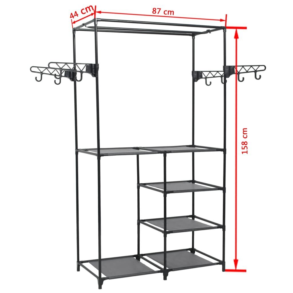 vidaXL Vaatenaulakko teräs ja kuitukangas 87x44x158 cm musta hinta ja tiedot | Naulakot | hobbyhall.fi